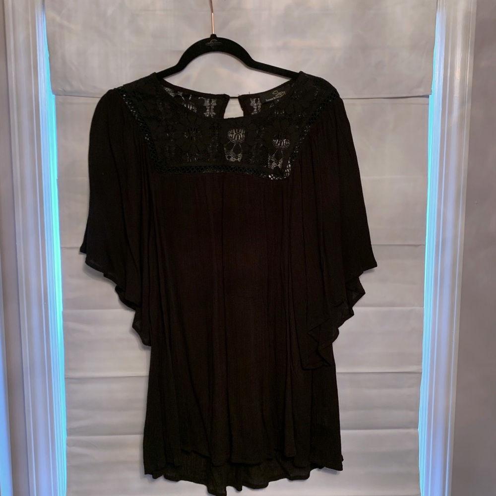 Suzanne Betro - Boho Style Black Top - S